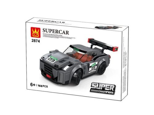 WANGE® 2874 | lego-kompatibilis építőjáték | 166 db építőkocka | Supercar szürke sportkocsi