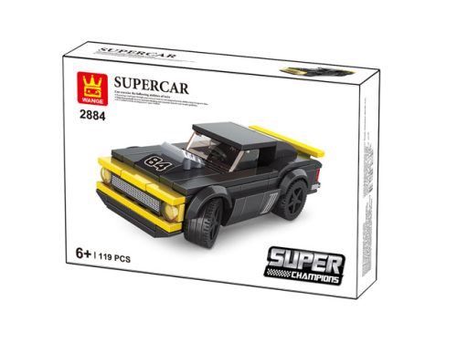 WANGE® 2884 | lego-kompatibilis építőjáték | 119 db építőkocka | Supercar fekete/sárga sportkocsi