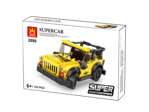 WANGE® 2886 | lego-kompatibilis építőjáték | 122 db építőkocka | Supercar sárga terepjáró jeep